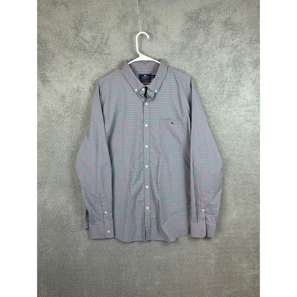 Vineyard Vines Shirt Mens XL Green Plaid Nylon Performance Slim Fit Tucker Shirt - Picture 3 of 12